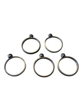 Set Of 5 Hammered Silver Stackable Rings With Pearl Accents - Minimalist Jewelry